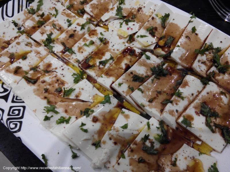 Carpaccio de tofu à l'huile d'olive balsamique