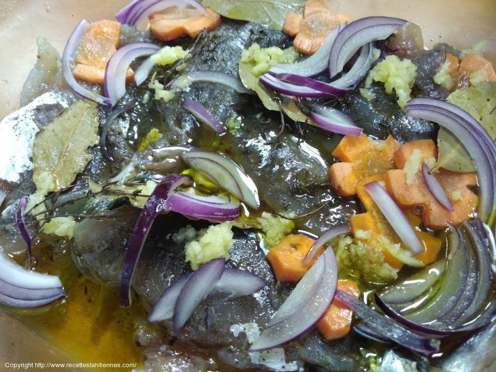 Filets de Ature marinés à l'huile d'olive et ses petits légumes